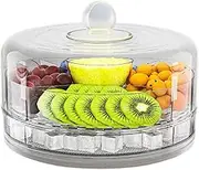Chilled Serving Tray with Lid | Cold Food Buffet Server,Food Storage Dish for Vegetable Fruit Snack, Clear Dessert Platter
