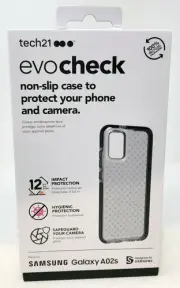 Tech21 Evo Check Case for Samsung Galaxy A02s, Flexible Gel, Smokey Black