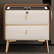 Durable Nightstand with Charging Station, Smart Bedside Table with Wireless USB Charging Bluetooth Audio, Smart Nightstand with Fingerprint Lock (Color : F-Right, Size : 50cm/19.7in)