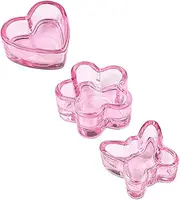 MUSISALY 3pcs Nail Art Cup Heart Butterfly Shaped Crystal Dish for Acrylic Nails
