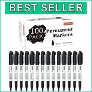 Bulk 100 Pack Non-Toxic Black Permanent Markers - Perfect for Kids and Adults