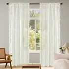 Lace Sheer Curtains 63 Inches Long, Vintage Floral Light Filtering Curtains f...