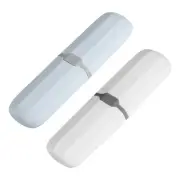 2pcs Travel Toothbrush Case White/Blue Portable Toothbrush Holder for Travel