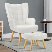 ALFORDSON Armchair Accent Chair Lounge Sofa Ottoman Couch Boucle Wooden White