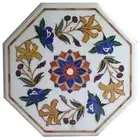 12" Handmade Marble Inlay Table Top – Corner Side Decoratives Semi-Precious Arts