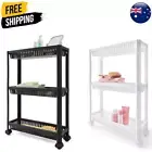 3 Tier Slim Slide Out Storage Trolley Cart Rack Holder For Kitchen Bathroom