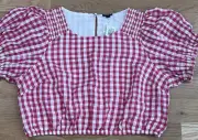 NEW Torrid Women's Plus Size 2 Blouse Top Short Sleeve Pink Gingham