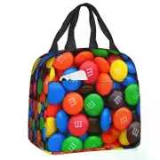 a2418 M&M's Chocolate Candy Insulated Lunch Tote Bag ResuableBento Box School sz927