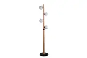 Burke Metal Base Wood Grand Finish Standing Floor Light Lamp Black/Wood
