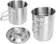 Stainless Steel Foldable Outdoor Cookware, Camping Cookware with Pots and Cups, Lightweight Portable Cook Set for Backpackers, Hiking, Traveling and Camping