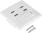 QANYEGN 4 Port Wall Outlet, USB Wall Mounted Socket, USB Wall Plug Receptacle for Home, Office, public places, hotels