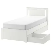 SONGESAND bed frame with 2 storage boxes, white/Luröy, Single