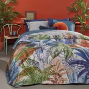 Isla Blue Cotton Sateen Quilt Cover Set by Bedding House