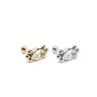 14K REAL Solid Gold Marquise Diamond Bead Stud Helix Tragus Cartilage Earring