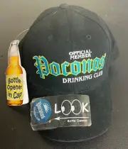 new old stock vintage poconos drinking club adjustable bottle opener hat beer