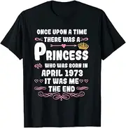 [X.Style] Once Upon a time There was a Princess. April 1973 Birthday ds1209 T-Shirt (M) Black