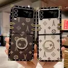 For Samsung Galaxy Z Flip 6 Flip 5 Flip 4 3 Luxury Leather Retro Shockproof Case