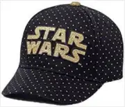 Disney Star Wars Hat Black Gold Glitter Logo Baseball Cap Youth OSFM Polka Dot