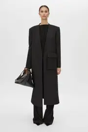 Corinthian Collarless Wool Coat in Black - CAMILLA AND MARC® C&M