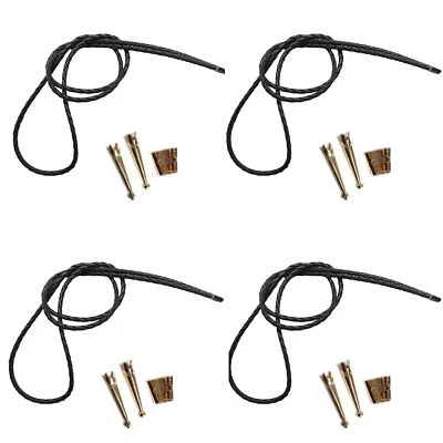 Blank Bolo String Tie Kit Standard Slide Smooth Tips Black Vinyl Braid GoldTone