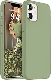 AOTESIER Compatible with iPhone 12 Mini Case 5.4 inch(2020),Ultra Slim Fit Premium Soft Liquid Silicone Rubber Full-Body Protective Bumper Case (Tea Green)
