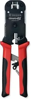Simply45 Pass-Through RJ45 Crimp Tool for Unshielded and Internal Ground Shielded Pass-Through RJ45 Modular Plugs - Built-In Stripper/Cutter - S45-C100