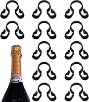 Champagne Bottle Clip yyangz 12PCS Champagne Bottle Double Holder Safety Clips for Candel Birthday Wedding Party Supplies, Champagne Bottle Extender Clips Sparklers, Black Plastic Bottle Service