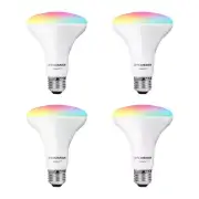 SYLVANIA Wifi LED Smart Light Bulb, BR30, 60W, RGBTW, Alexa & Google Home, 4 Pk