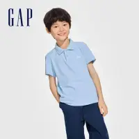 在飛比找momo購物網優惠-【GAP】男童裝 Logo短袖POLO衫-藍色(890536