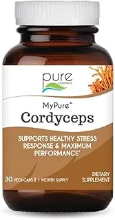 MyPure Cordyceps Mushroom Extract Supplement by Pure Essence - 100% from Fruiting Bodies to Support The Immune System, Combat Stress, Build Energy - 30 Caps