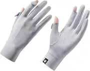 [Generic] 1Pair Womens Summer Thin Ice Silk Sunblock Gloves, UPF50+, Touch Screen Non Slip Anti-UV Cycling Gloves, Cool Breathable Ladies Sun Protection Gloves for Driving Golfing Running