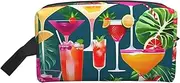 [FSCEV] Tropical Cocktail Storage Bag Toiletry Bag Travel Bag Cute Cosmetic Bag Makeup Accessories, White, One Size