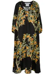 Bernadette Georgette Floral-print Linen Maxi Dress - Black - 38 (UK10 / S) 38 (UK10 / S)