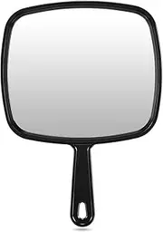 PROTECLE Extra Large Hand Mirror, Salon Barber Hairdressing Handheld Mirror with Handle (Square Black 9" x 12.4")