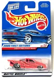 Hot Wheels 2000 First Editon Chevy Pro Stock S-10 Truck #067 Neon Orange 5SP NIP