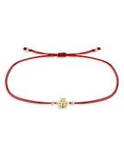 Zoe Chicco 14K Yellow Gold Midi Bitty Ladybug Red Cord Bracelet