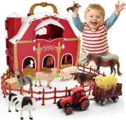 Red Barn and Farm Animal Figures Playset, 20Pack Preschool STEM Toys for Kids