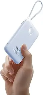 [VIYISI] 10000 mAh Power Bank Ultra Slim 22.5W Portable Charger Fast Charging with Built-in Type-C Cable Compatible with iPhone 16 15 Samsung S24 S23 S22 - Blue