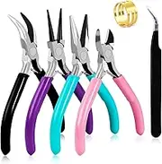 4Pcs Jewelry Pliers Set Jewelry Making Pliers Tools Kit Include Jewelry Making Needle Nose Chain Nose Round Bent Pliers Wire Cutter for Bracelet Beading DIY Craft Jewelry Making Supplies