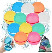 12PCS Reusable Water Balls With Mesh Bag, No Self Sealing Silicone Ball Latex, No Need For Cleaning, Easy To Fill, Summer Water Toys, Swimming Pool, Beach Park, Courtyard, Outdoor Games