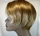 New Wig Never Worn Golden Blond Bob Pixie With Highlights. 8402