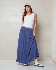 [Mooloola] Mooloola Women's Aster Maxi Skirt in Indigo Size 10 10 Indigo