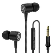 D1 Stereo Bass Sport Earphone Volume Control Metal In-ear Headphone with Mic BLACK COLOR