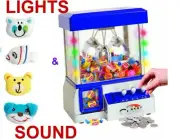 Blue Claw Arcade Grabber Game Carnival Machine Crane + 4 Plush toy Light Sound