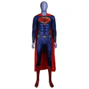 Superhero Superman Cosplay Costume With Cape Men Bodysuit Jumpsuit Halloween Party Outfit For Adults -NMAOV M