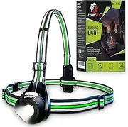 LUMEFIT Running Light with Reflectors, Ideal for Jogging and Running, with 800 Lumens Front Flashlight, 120° Adjustable, Running Belt with All-Round Reflectors, Red Rear Light, with Battery (Yellow,