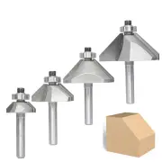"4PCS 45 Degree Chamfer Router Bit Set 1/4"" Shank Carbide Tipped 1/4"" 1/2"" 3/4"" 7/8"" Bevel Length for Edge Forming Woodwo"