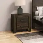 Bedside Table 2 drawers Night Stand Solid Wood Acacia Storage in Chocolate