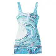 [Staud] Staud Le Sable Tidal-wave Sequin Mini Dress M BLUE