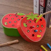 在飛比找Yahoo!奇摩拍賣優惠-＊台南優品＊兒童磁性抓蟲 磁性水果捉蟲 磁性釣魚 蘋果 草莓